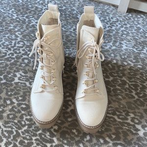 Cream combat boots